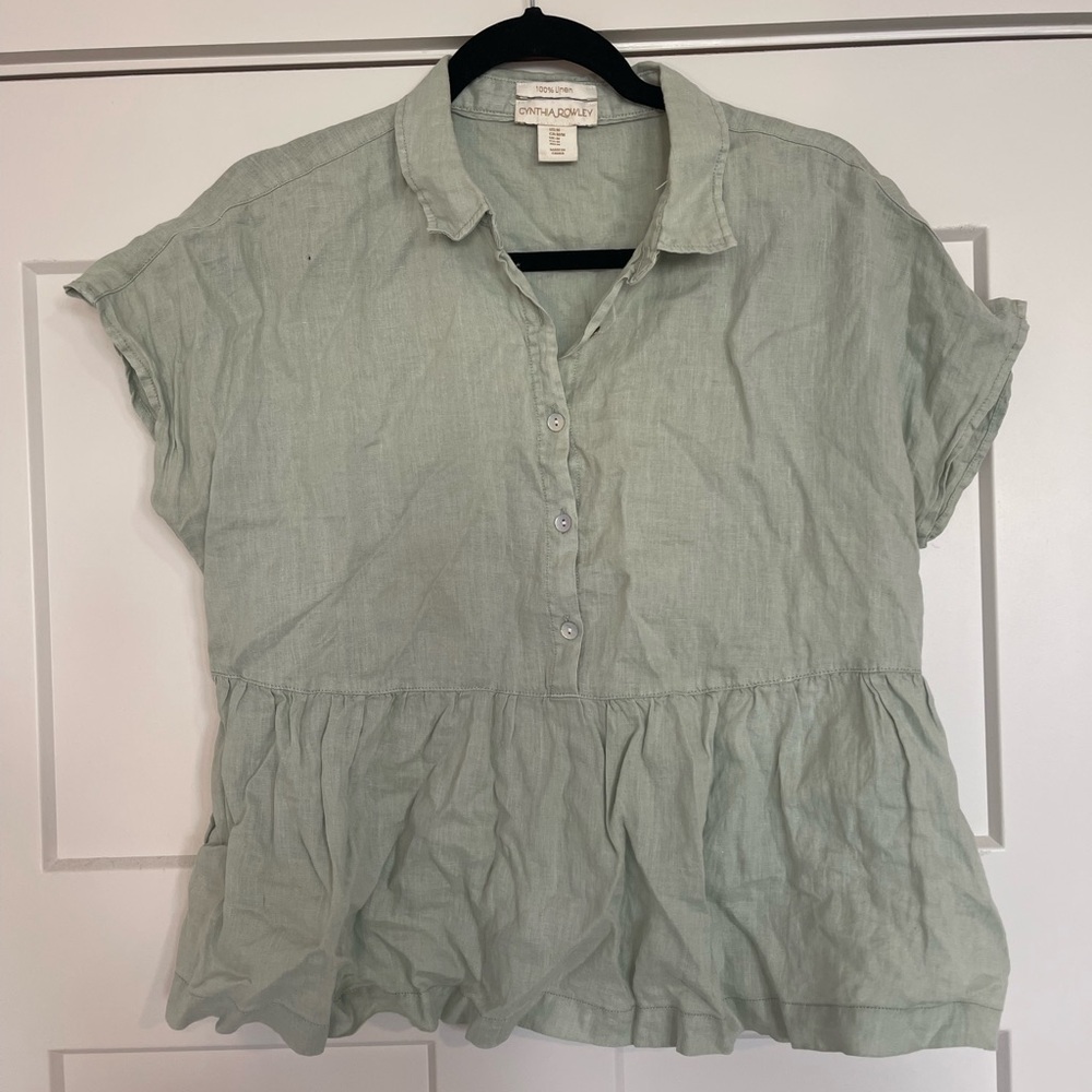 Cynthia Rowley Sage Green Peplum Blouse
